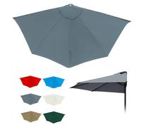 Genérico 270cm 300cm Toldo De Recambio para Sombrilla De Media, Toldo De Repuesto para Sombrilla para Exteriores, 5 Varillas, Protección UV Impermeable(Gray,2.7m/9ft)