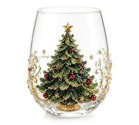 Genérico 3D Christmas Glass Art Cup，Christmas tree | Handmade 3D Stemless Wine Glasses for Drinks Coffee Tea Wine Juice Cocktails, Holiday Party Xmas Home Decor Gift Idea