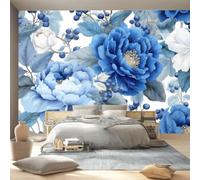 Genérico 3D Papel pintado no tejido floral peonía hoja oriental, tradicional papel pintado panorámico para sala de estar, dormitorio, dormitorio, dormitorio, oficina, decoración de pared, 350 x 256 cm