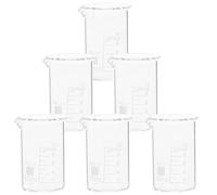 Genérico 6 Piezas Juego de Vasos Medidores de Vidrio 10ml Escala Clara, Resistencia Química y Térmica para Proyectos de Laboratorio y Cocina