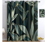 Genérico 75 x 166 cm, juego de 2 cortinas 100% opacas con aislamiento térmico de arte moderno, hoja de rasgo, tela suave e impermeable, doble cortina con ojales para dormitorio, sala de estar, cocina