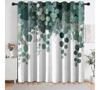 Genérico 91,5 x 214 cm Cortina opaca verde, minimalista rústica plantas vigas 3D impresión cortinas térmicas aislantes anti frío poliéster cortinas para dormitorio cocina decoración 2 paneles
