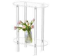 Generico Acrylic Side Table - Small Acrylic End Table | Acrylîc End Tables | Small Transparent Oval Nightstand, 2-Tier Bedside Tables for Bedroom Home Living Room Bathroom, Space-Saving Narrow