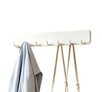 Genérico Adhesive Wall Hook Rack - 7 Hooks | No Drill Coat & Towel Rail | Durable HIPS Material, Rounded Anti-Snag Ends, Strong Load Bearing, White Holder for Kitchen & Bath