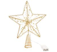 Genérico Adorno para Árbol de Navidad, Decoración Navideña de 5 Puntas Dorada de Hierro y Plástico, sin Pilas, para Copa del Árbol, Decoración Festiva y Fotografía