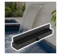 Genérico Aliviadero de Cascada de Acero Inoxidable Personalizado - Fuente de Agua Exterior Resistente para estanques y Patios, Sistema de desbordamiento de Piscina Empotrado (Negro, 40 cm/15,7 pulgad