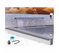 Genérico Aliviadero de Fuente de Piscina de Acero Inoxidable 304 - Cascada para estanques y cascadas al Aire Libre, con caída Libre, Acabado Negro, Salida de 20 cm (7,9 Pulgadas)