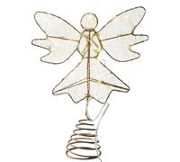 Genérico Angel de Navidad preiluminado - Figura de ángel de oro LED Light | Ornamento de vacaciones con batería, Topper de árbol brillante para patio de jardín de salón de patio porche o balcón de