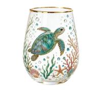 Genérico Animal Themed Drinking Glass Cups With Gold Rim,Nature Art Decor