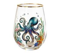 Genérico Animal Themed Drinking Glass Cups With Gold Rim,Nature Art Decor
