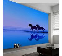 Genérico Animales Caballos Cielo Estrellado Papel pintado impreso en 3D, 300 x 210 cm Pared Papel Pintado, Moderno Decoración de Paredes para salón Dormitorio Pasillo Comedor, Azul
