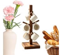 Genérico Árbol Portatazas Organizador Tazas Madera 6 Ganchos Árbol