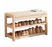 Genérico Armario para Guardar Zapatos, Armario de Pasillo, Estante para Zapatos, cajón Plegable, Banco de Entrada, Banco Zapatero de bambú, Almacenamiento de 2 Niveles, Capacidad de 80 kg, Mueble de