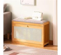 Genérico Banco de Entrada Natural con cojín, Zapatero Organizador de 70 cm con Cubo basculante, Mueble Que Ahorra Espacio para recibidor y Sala de Estar, Elegante solución para Guardar Zapatos.