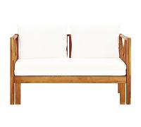 Genérico Banco Jardín 2 Plazas 122 cm Madera Acacia Macizo | Asiento convertible en cama de descanso, cojín grueso incluido, acabado de aceite fácil limpieza, uso interior exterior