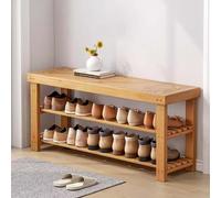 Genérico Banco Zapatero de bambú de 3 Niveles para la Entrada, Estante de Almacenamiento Resistente y Organizador, Mueble versátil para el Pasillo y el pie de la Cama, Elegante Zapatero de Madera.