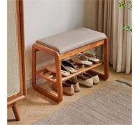 Genérico Banco Zapatero Moderno de Madera Maciza, Mueble de Entrada de 2 Niveles con cojín de Piel sintética, Asiento tapizado para el pie de la Cama, Ideal para el Pasillo y la Sala de Estar, Ahorra