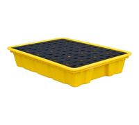 Genérico Bandeja Industrial de contención de derrames con Rejilla, palé a Prueba de Fugas para Almacenamiento de bidones, 66x36x12cm, Garantiza la Seguridad y el cumplimiento normativo en entornos la
