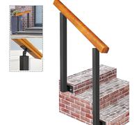 Genérico Barandilla de Escalera, pasamanos, Soportes, pasamanos, escalones, barandillas, montajes de Escalera, Piezas de barandilla, pasamanos de Madera para Exteriores con 2 Postes de Hierro Forjado