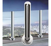 Genérico Barandilla Redonda de Cristal para balcón y terraza, balaustrada Duradera para Uso residencial/Comercial, Altura 65 cm (25,6"), Color Zafiro, Elegante Sistema de Soporte de Cristal.