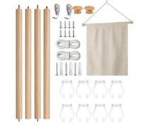 Generico Bastón de tapices de 2 piezas de madera para exponer tapices | Expositor para Decoración Textil Para Coleccionistas Coleccionistas Propietarios Alquileres Oficina Casa Apartamento Sala de