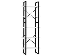 Genérico Biblioteca 5 niveles blanco 60x30x175 cm Madera Ingeniería | Marco de metal resistente, estantes espaciosos, fácil limpieza, entrega en 2 armarios combinables