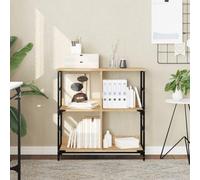Genérico Biblioteca 78,5 x 33 x 82 cm de madera de ingeniería, estante de almacenamiento de 4 compartimentos con marco de acero resistente, bordes elevados para libros, estilo industrial para salón