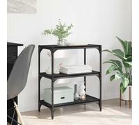 Genérico Biblioteca de Madera de Ingeniería Negro 60 x 33 x 70,5 cm, mueble de almacenamiento industrial con marco de hierro, estantes sólidos para libros y decoración, ideal para salón u oficina
