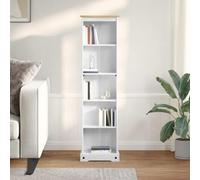 Genérico Biblioteca estrecha 46 cm de pino macizo blanco, mueble de almacenamiento de libros de madera con estantes espaciosos, acabado mate rústico para salón u oficina, dimensiones 46 x 20 x 170 cm.