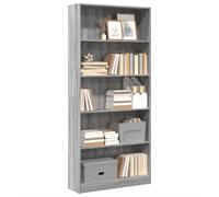 Genérico Biblioteca Gris 80 x 24 x 176 cm de madera de ingeniería, estante para libros con compartimentos abiertos para almacenamiento de revistas, libros y DVD, mueble de almacenamiento versátil
