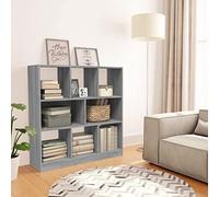 Genérico Biblioteca Gris 97,5 x 29,5 x 100 cm de Madera de ingeniería, Mueble de almacenamiento con estantes para libros, revistas y DVD, ideal como partición de separación para pasillo y salón,