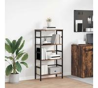 Genérico Biblioteca Industrial 60 x 29,5 x 115 cm, Estantería de Madera de Ingeniería y Acero, Diseño Moderno con Acabado Negro, Gran Capacidad de Almacenamiento para Libros y Decoraciones,