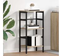 Genérico Biblioteca Industrial Madera de Ingeniería 40 x 29,5 x 81 cm, Estantería de diseño contemporáneo con marco de acero para oficina, salón o estudio, acabado negro a la moda