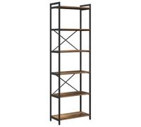 Genérico Biblioteca Ingeniería Ingeniería de madera, 60 x 30 x 189,5 cm | Estanterías de niveles, marco de acero negro, estilo industrial, montaje requerido, para oficina salón