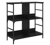 Genérico Biblioteca Madera Ingeniería 78,5x33x82 cm Chene Negro | Patas de metal resistentes, diseño independiente, estantes para salón u oficina, fácil mantenimiento