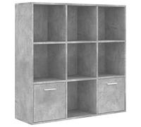 Genérico Biblioteca Madera Ingeniería 98 x 30 x 98 cm, Gris Beton | 7 cubos abiertos, 2 puertas, fácil de montar, limpieza húmeda