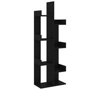 Genérico Biblioteca Negro 48 x 25,5 x 140 cm 8 compartimentos | Madera de ingeniería, compacta, estable, para sala de estar, dormitorio, oficina, fácil de limpiar