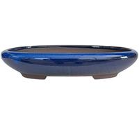 Genérico BIOMATA Maceta Bonsai Ceramica para Kifu 19,2x15,1x3,8 cm | Tiesto Ovalado | Maceta para Bonsai Resistente a Cualquier Clima | Tiesto Ceramica con Drenaje (Azul)