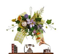 Genérico Botanical Welcome Wreath, Seasonal Farmhouse Ornament, Spring/Summer Floral Garland, All-Weather Garden Hardware, Vibrant Door Decor with Rustic Style, Floral Accent for Entryway and Patio