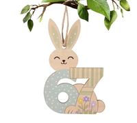 Genérico Bunny Ornament - 67 Number Wooden Tags | Easter Bunny Ornaments for Party Wall Holiday Home Kitchen Outdoor Garden Patio, Rústico Wooden Rabbit Hanging Decor for Spring Celebration