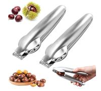 Genérico Cascanueces de Castaña, 2 Piezas Castañas Acero, Cortador de Castañas, Tenazas para Corta Castañas, Inoxidable Pinza Castaña para Avellanas, Castañas y Otros Frutos Secos