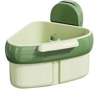 Genérico Cesta esquinera triangular con ventosa para fregadero, cesta para utensilios de cocina, escurridor con drenaje automático para mantener tu cocina impecable.