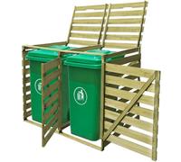 Genérico Cobertizo Doble contenedor de Basura Madera impregnada 240 L,Productos del hogar,Accesorios para contenedores de residuos,2 Cubos-42270