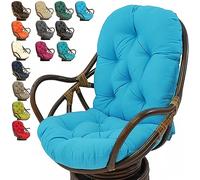 Genérico Cojín Impermeable Azul Cielo para Mecedora giratoria de Exterior - Cómodo cojín Acolchado de Respaldo Alto para Columpios de ratán y sillas de Mimbre Tipo Huevo - Cojín para Asiento de hamac