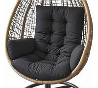 Genérico Cojín Impermeable para Silla Colgante,Cojín para Columpio De Exterior/Interior,Cojín De Jardín para Columpio Colgante, Cesta Colgante, Mecedora,Cojín Grueso para Asiento,Negro