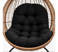 Genérico Cojín para Silla Colgante, Cojín Silla Huevo Exterior Impermeable con Relleno de PP, Lazos de Sujeción y Fácil Limpieza para Jardín, Terraza o Balcón,Negro