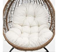 Genérico Cojín para Silla Colgante, Cojín Silla Huevo Exterior Impermeable con Relleno de PP, Lazos de Sujeción y Fácil Limpieza para Jardín, Terraza o Balcón,Blanca
