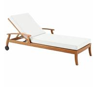 Genérico Cojín para Tumbona Exterior de Poliéster Impermeable, Colchoneta para Tumbona con Espuma 50D, 6 Cintas y Funda Extraíble, para Jardín, Terraza, Patio, Balcón y Piscina,Blanca,178x59x10cm