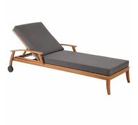 Genérico Cojín para Tumbona Exterior de Poliéster Impermeable, Colchoneta para Tumbona con Espuma 50D, 6 Cintas y Funda Extraíble, para Jardín, Terraza, Patio, Balcón y Piscina,Gris,203x66x8cm