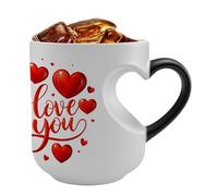 Generico Color cambiante | Mango de cerámica con forma de corazón de 325 ml | Tazas que cambian de color para adultos, para de cumpleaños, bodas, té, leche, agua, zumos